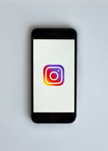 Mobile phone with instagram logo